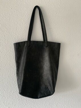 Baggu Black Leather Tote Bag
